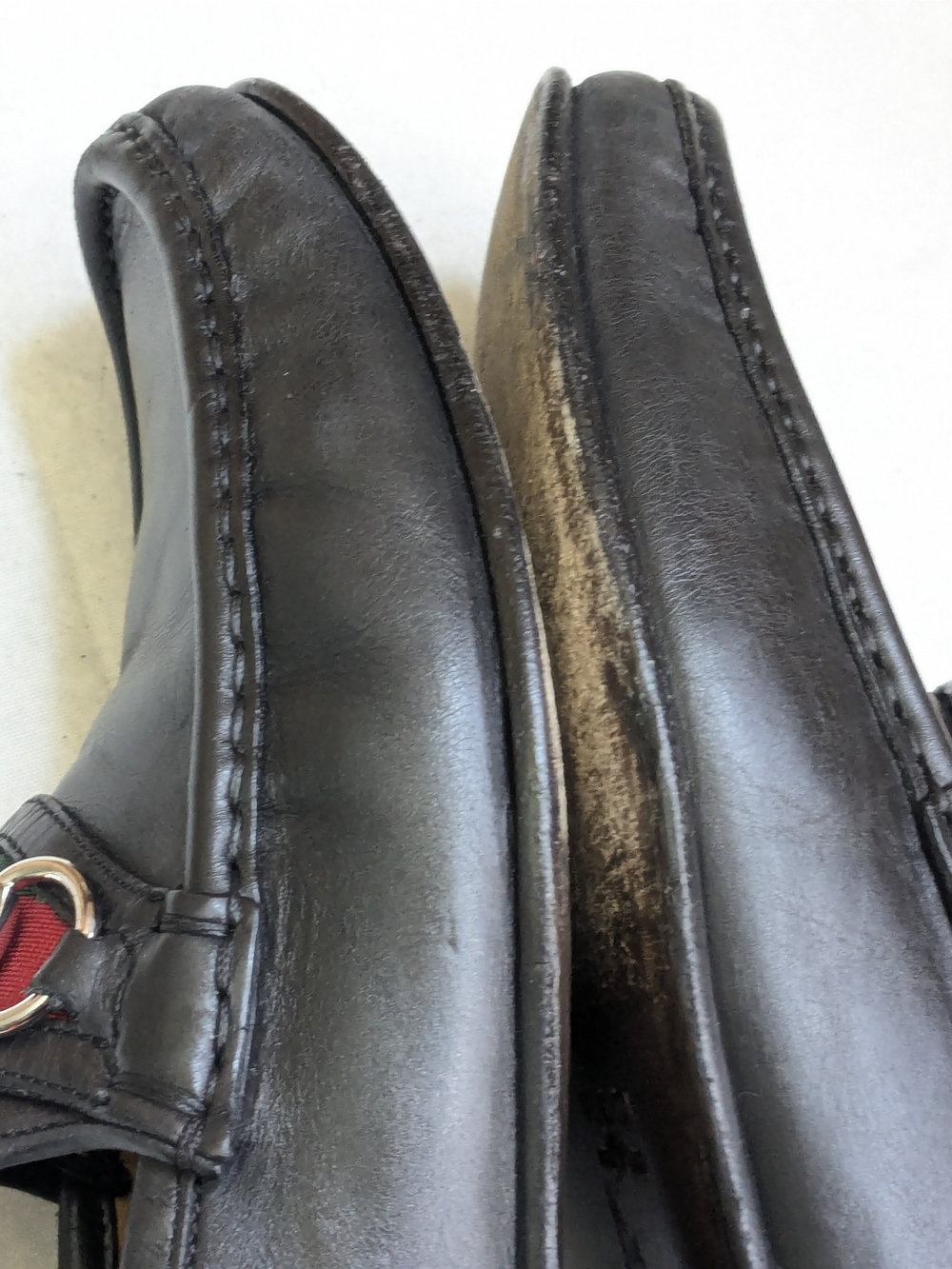Gucci Black Leather Horsebit Loafers with Red-Green Web Men US 6.5 - Picture 7 of 16